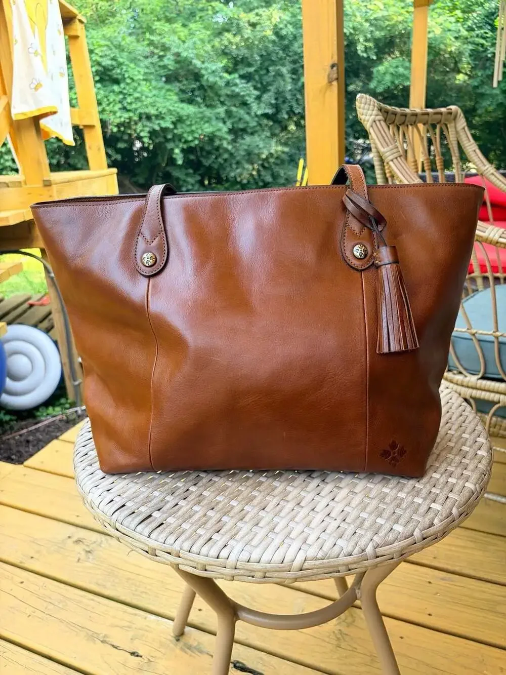 Patricia Nash Luserna Leather Tote Bag in Cognac